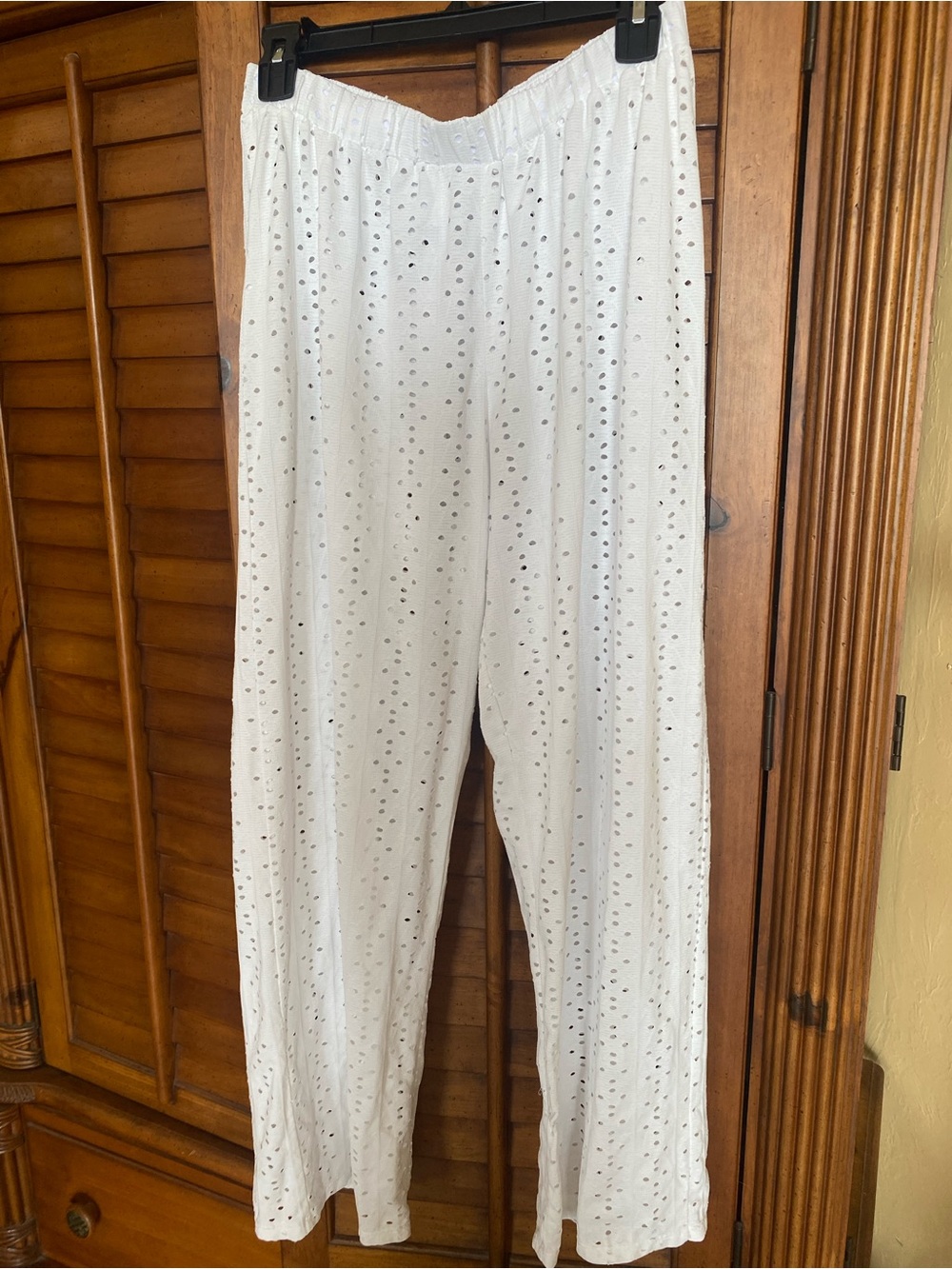 Kenny Flowers White Eyelet Wide-Leg Pants